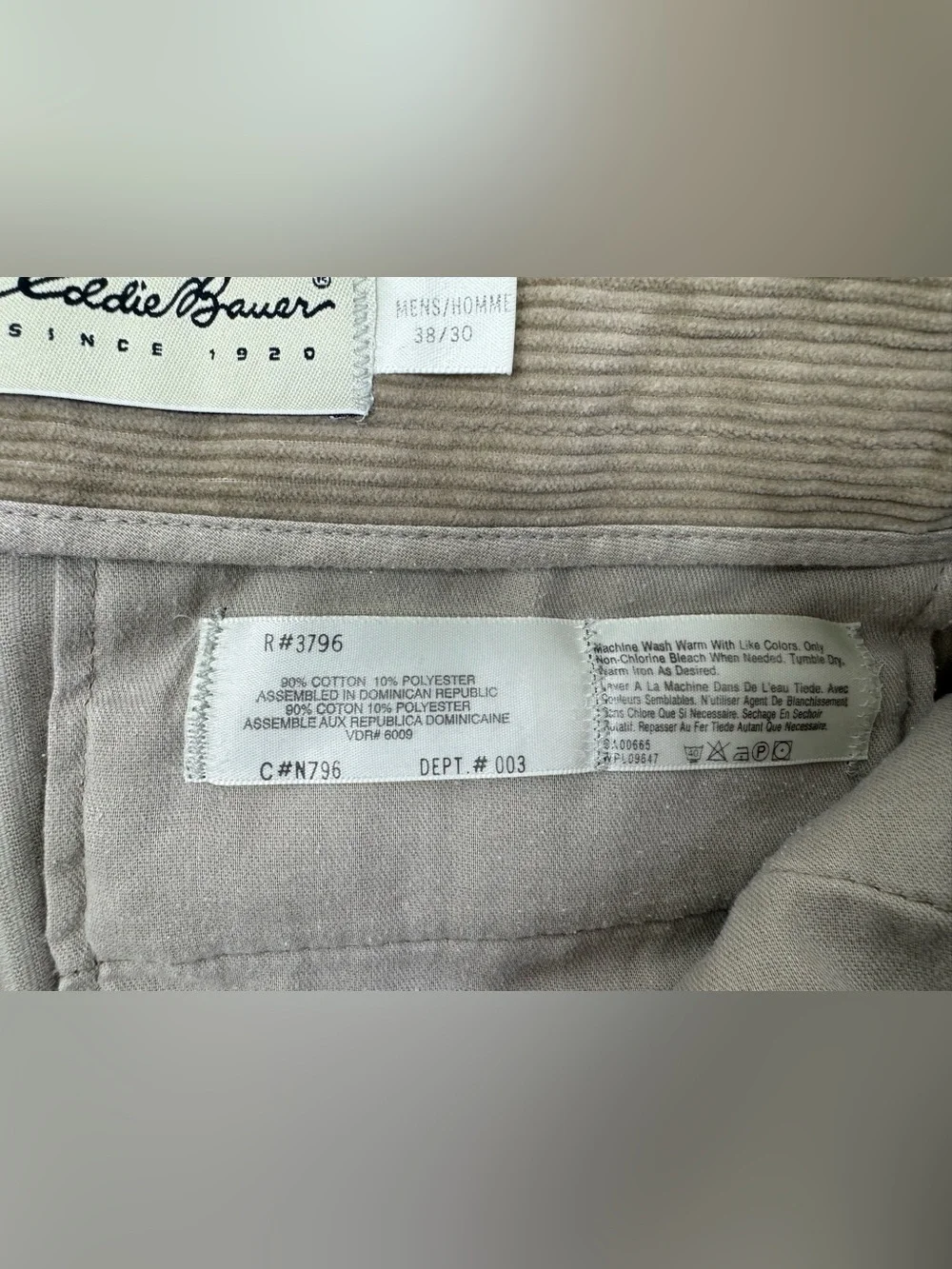 Vintage Eddie Bauer Corduroy Pants Mens 38x30 Tan Straight Leg
